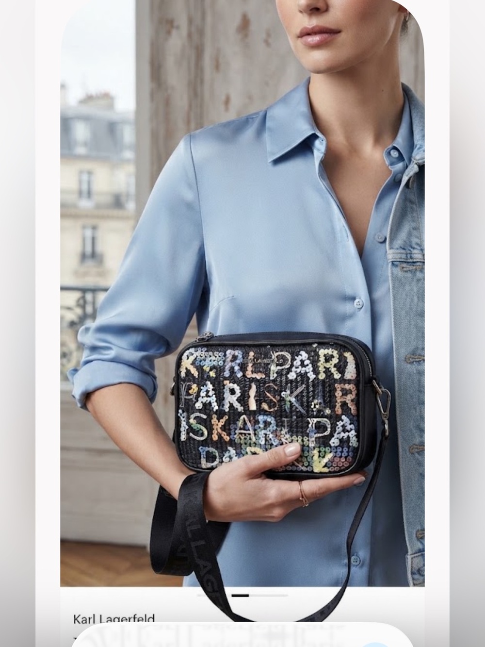 NWT Karl Lagerfeld Paris Maybelle Sequin Crossbody Bag   Glam Maximalist $248